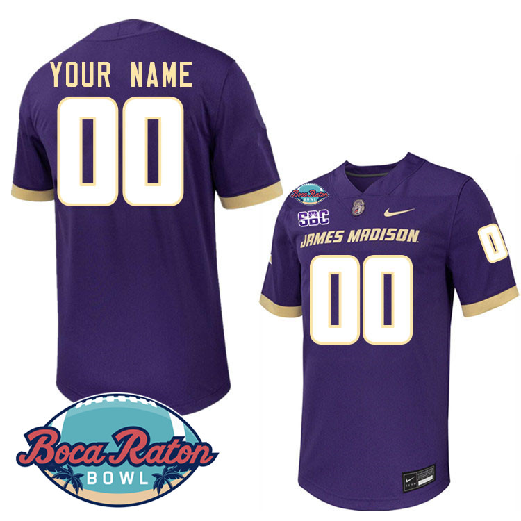 Custom James Madison Dukes 2024 Baca Raton Bowl Jersey-Purple